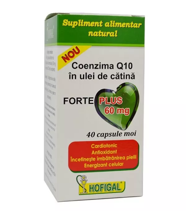 Vitamine si suplimente - Coenzima Q10 in ulei de catina Forte Plus 60mg, 40 capsule, Hofigal , nordpharm.ro