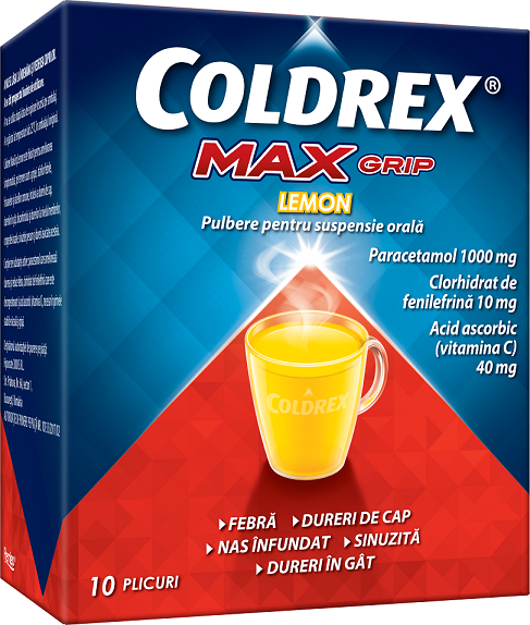 Raceala si gripa - Coldrex Maxgrip Lemon, 10 plicuri, Perrigo, nordpharm.ro