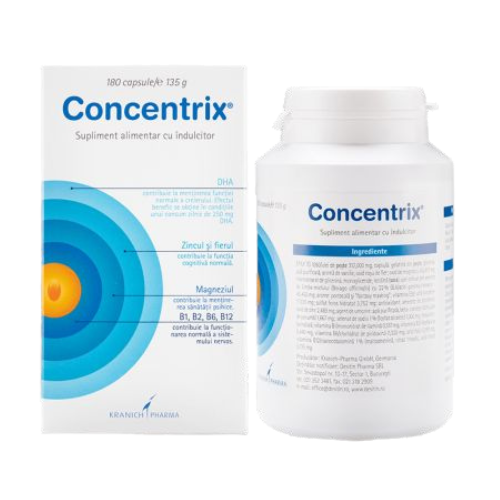 Memorie si concentrare - Concentrix, 180 comprimate, Destin Pharma , nordpharm.ro
