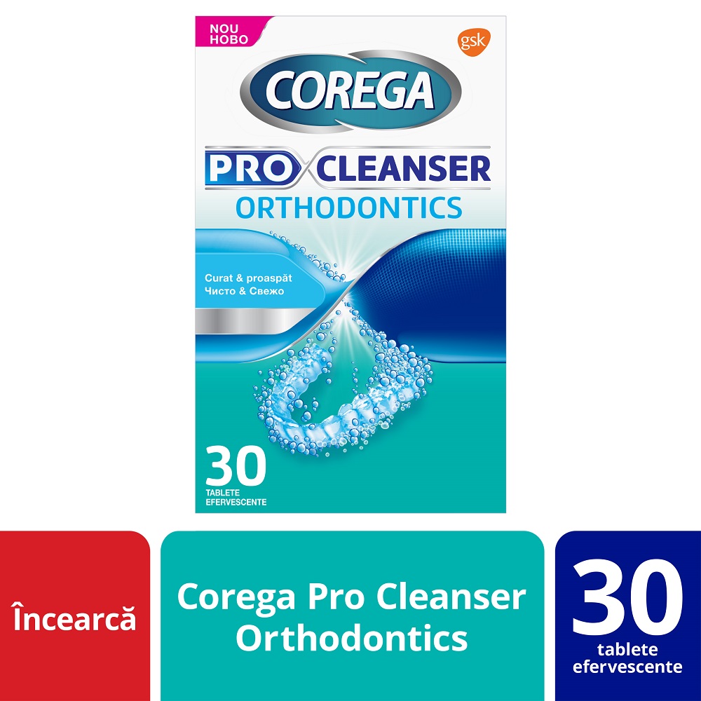 Adezivi proteza dentara - Tablete efervescente pentru curatarea dispozitivelor orale Corega, 30 tablete, Gsk
, nordpharm.ro