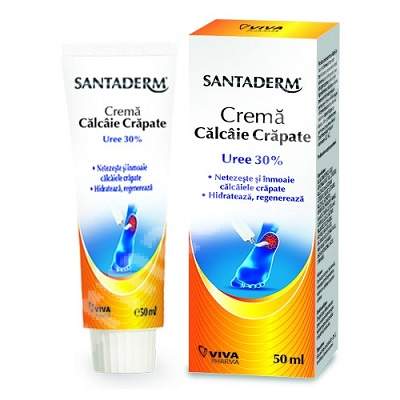 Ingrijire picioare - Crema cu 30% uree pentru calcaie crapate Santaderm, 50 ml, Viva Pharma, nordpharm.ro