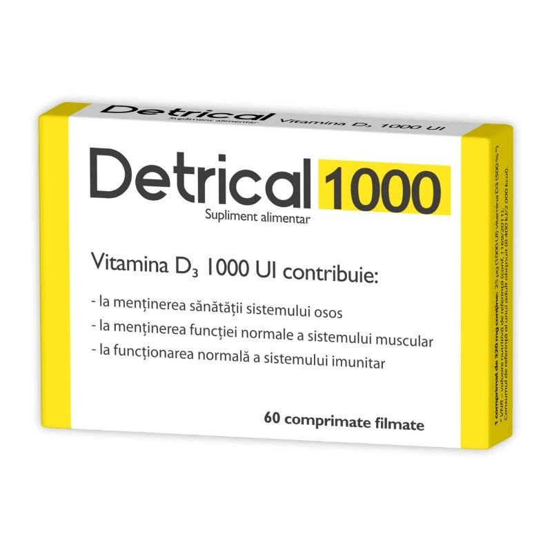 Imunitate - Detrical vitamina D 1000 UI, 60 comprimate, Zdrovit, nordpharm.ro