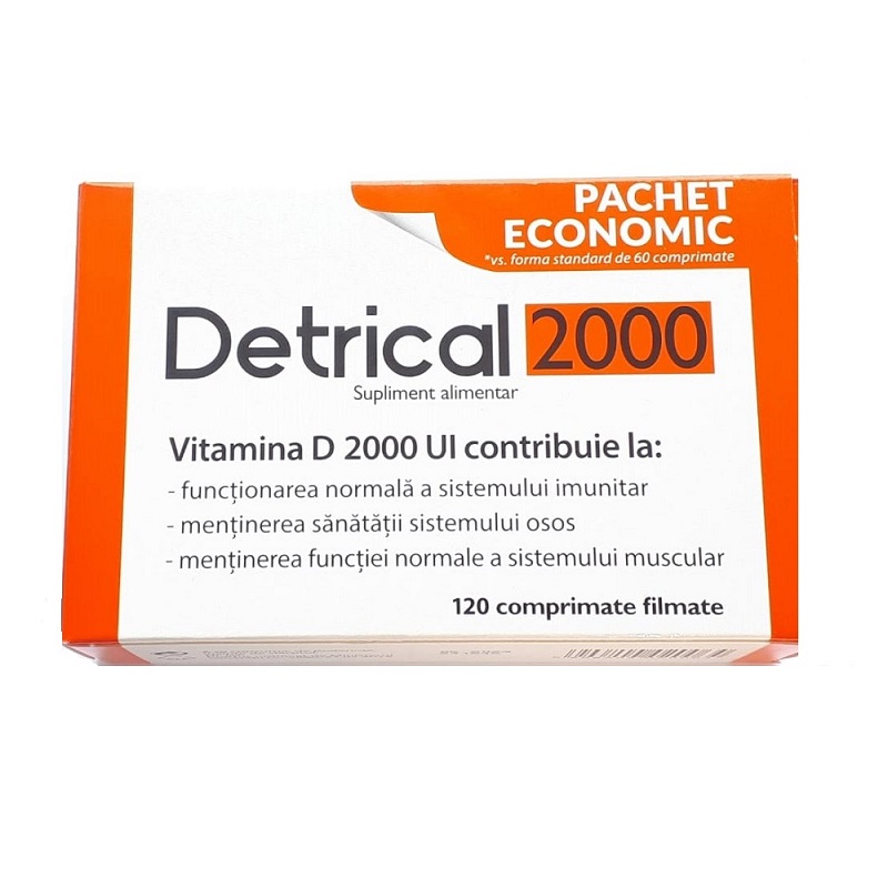 Imunitate - Detrical Vitamina D 2000UI, 120 comprimate filmate, Zdrovit, nordpharm.ro