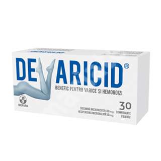 Varice si hemoroizi - Devaricid . 30 comprimate, Biofarm, nordpharm.ro