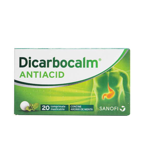 Afectiuni digestive - Dicarbocalm antiacid, 20 comprimate masticabile, Sanofi, nordpharm.ro