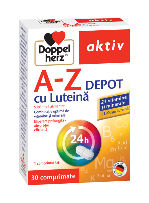 Uz general - A-Z Depot cu Luteina Aktiv, 30 comprimate, Doppelherz, nordpharm.ro