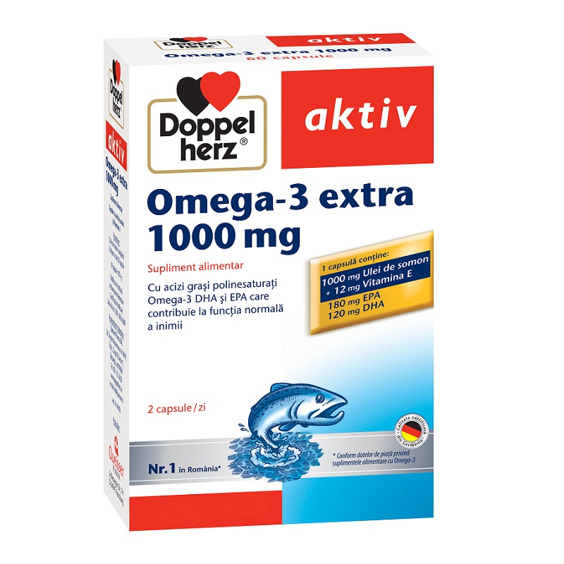 Sistemul cardiovascular - Omega 3 extra, 1000 mg, 60 capsule, Doppelherz , nordpharm.ro