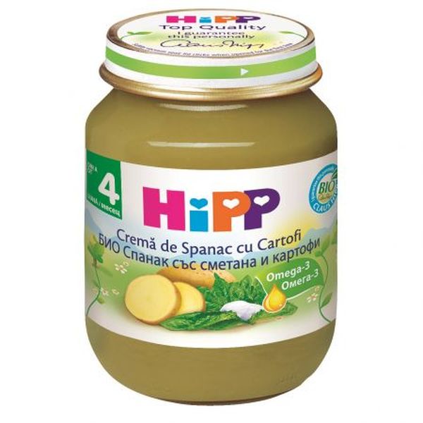 Alimentatie copii - HIPP CREMA DE SPANAC CU CARTOFI 125G, nordpharm.ro