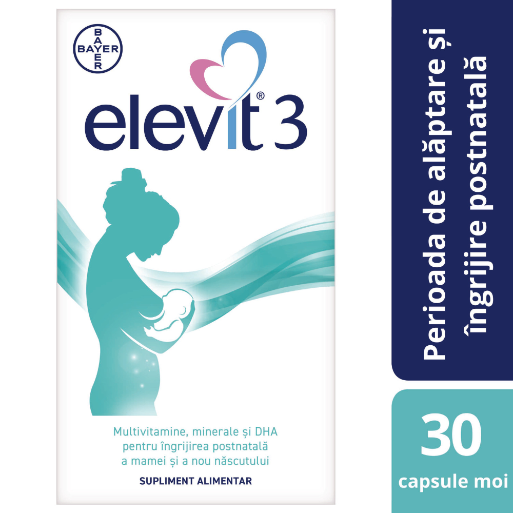 Maternitate si lauzie - Elevit 3, 30 capsule, Bayer, nordpharm.ro