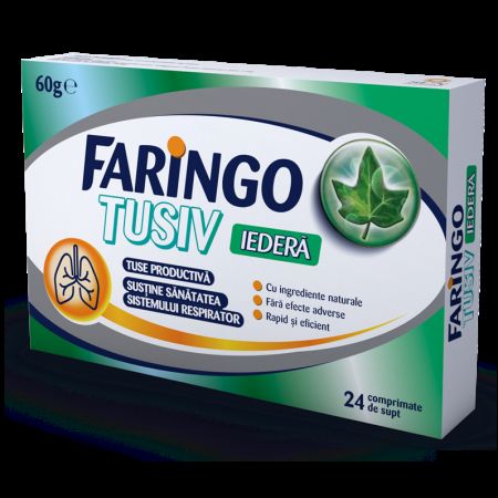 Sistemul respirator - Faringo Tusiv cu iedera, 24 comprimate, Terapia, nordpharm.ro