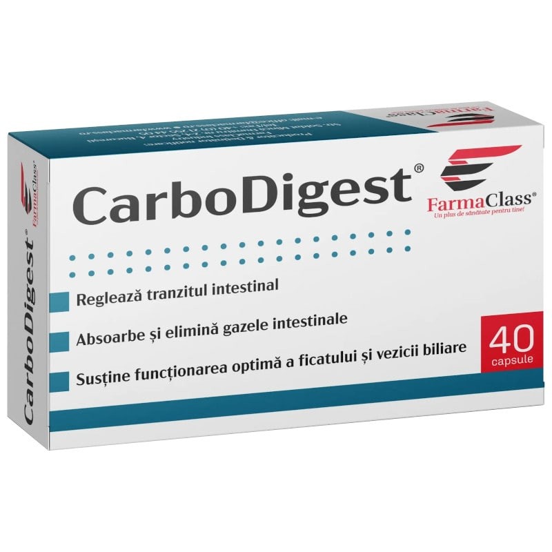 Sistemul digestiv - CarboDigest, 40 capsule, FarmaClass, nordpharm.ro