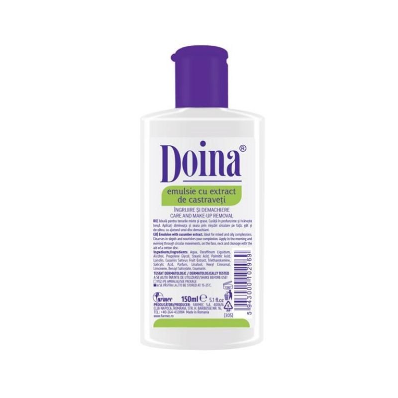 Cosmetice - Emulsie nutritiva cu extract de castraveti Doina, 125 ml, Farmec, nordpharm.ro
