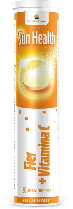 Anemie adulti - Fier + Vitamina C Sun Health, 20 comprimate efervescente, Sun Wave Pharma, nordpharm.ro