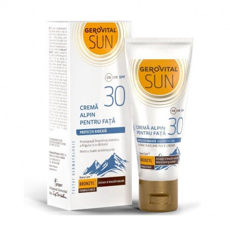 Protectie solara adulti - Crema alpin 4647 fata SPF 30, 30 ml, Gerovital Sun, nordpharm.ro