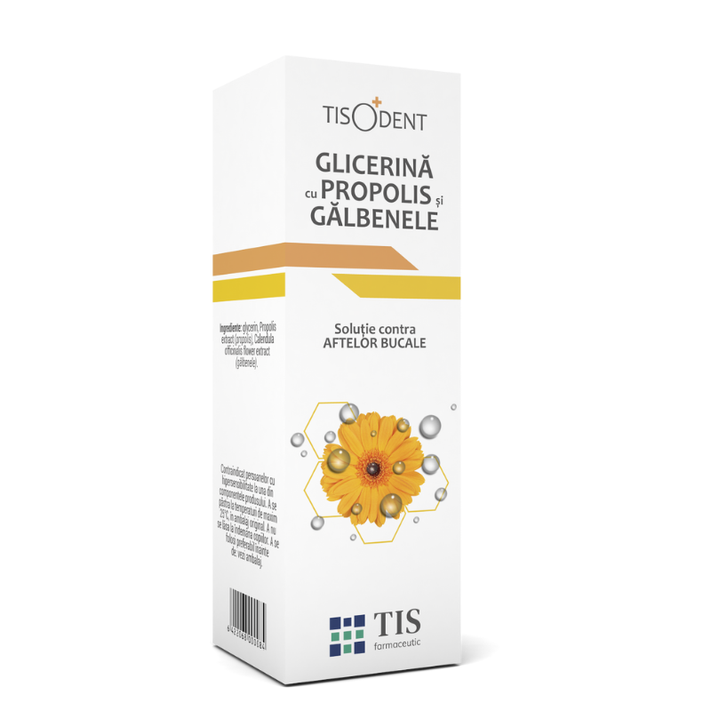 Ingrijire orala - Glicerina cu propolis si galbenele Tisodent, 25 ml, Tis Farmaceutic, nordpharm.ro