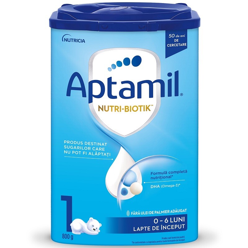 Alimentatie copii - Lapte praf Nutri-Biotik 1, 0-6 luni, 800 g, Aptamil , nordpharm.ro