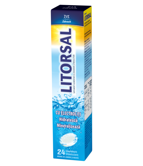 Produse de hidratare - Litorsal cu aroma de menta si lamaie, 24 comprimate efervescente, Zdrovit, nordpharm.ro