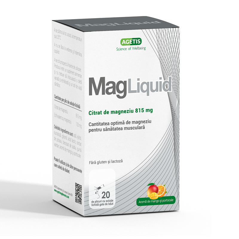 Sistemul nervos - MagLiquid solutie, 815 mg, 20 plicuri, Agetis, nordpharm.ro