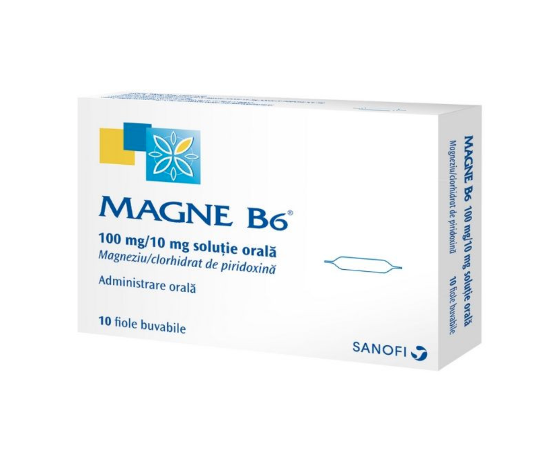 Minerale, vitamine  - Magne B6, 100 mg/10 mg, 10 fiole, Sanofi, nordpharm.ro