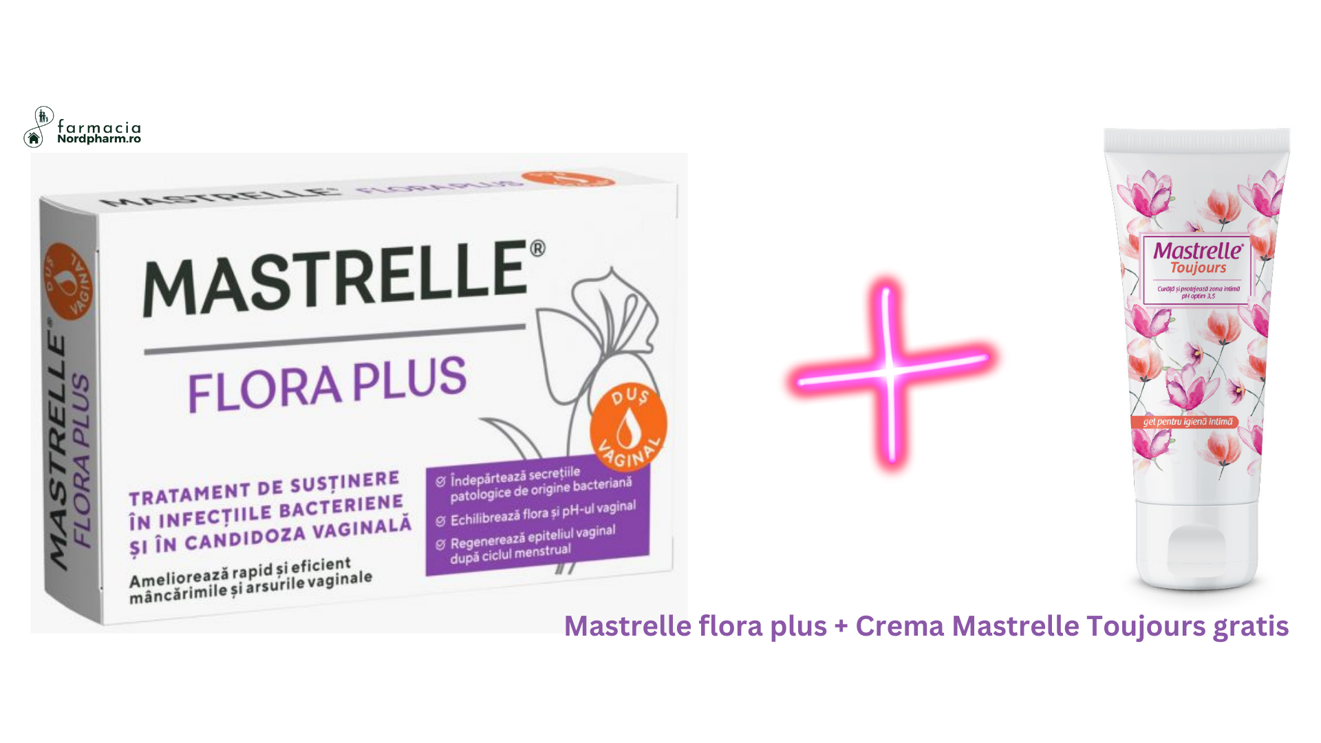 Igiena intima - Mastrelle Flora Plus, 10 plicuri + Gel pentru igiena intima Mastrelle Toujours, 75 ml, Fiterman, nordpharm.ro