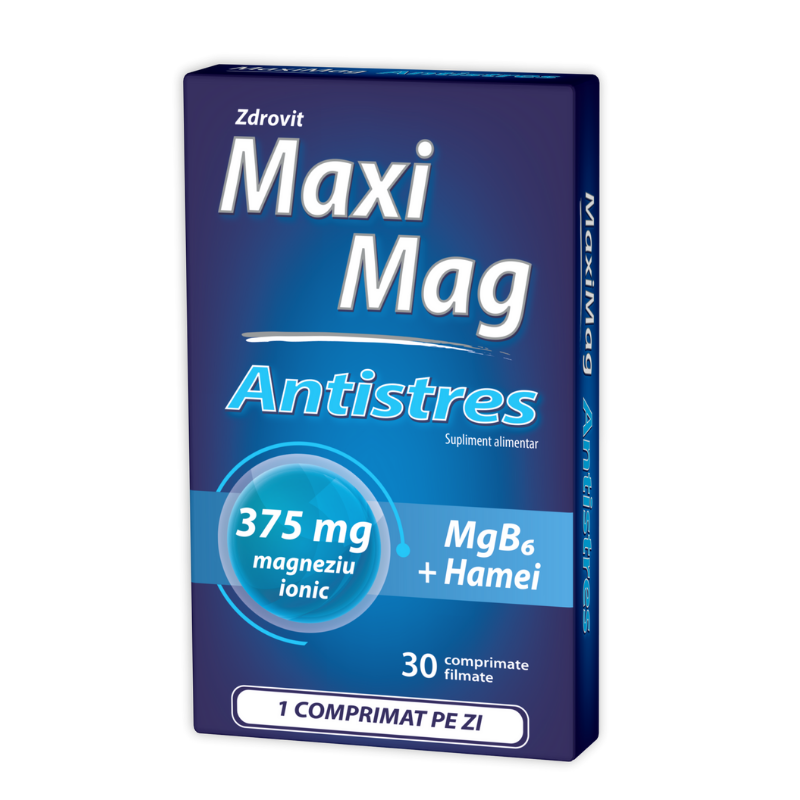 Somn si relaxare - MaxiMag Antistres 375 mg, 30 comprimate, Zdrovit, nordpharm.ro