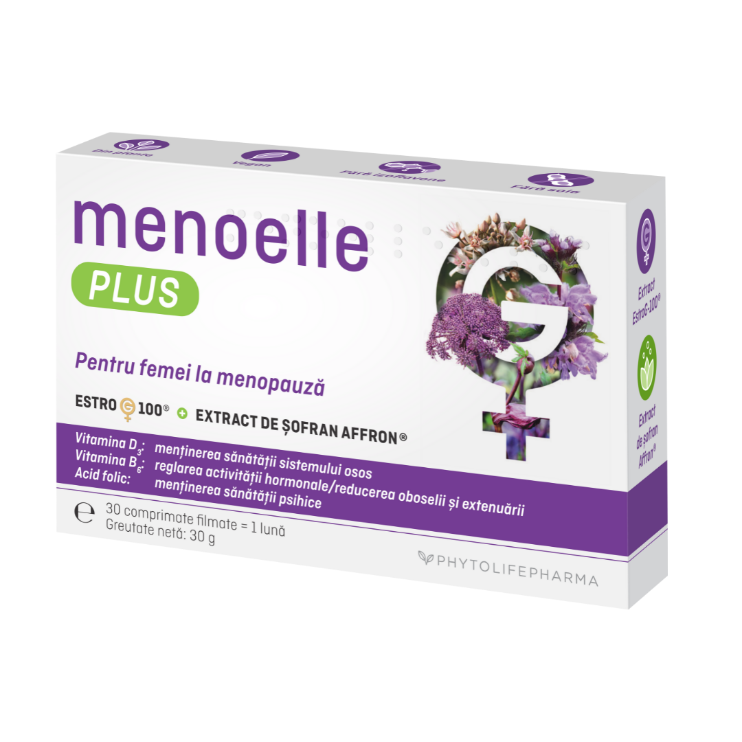 Sistemul genito-urinar - Menoelle Plus, 30 comprimate, PhytoLife Nutrition, nordpharm.ro