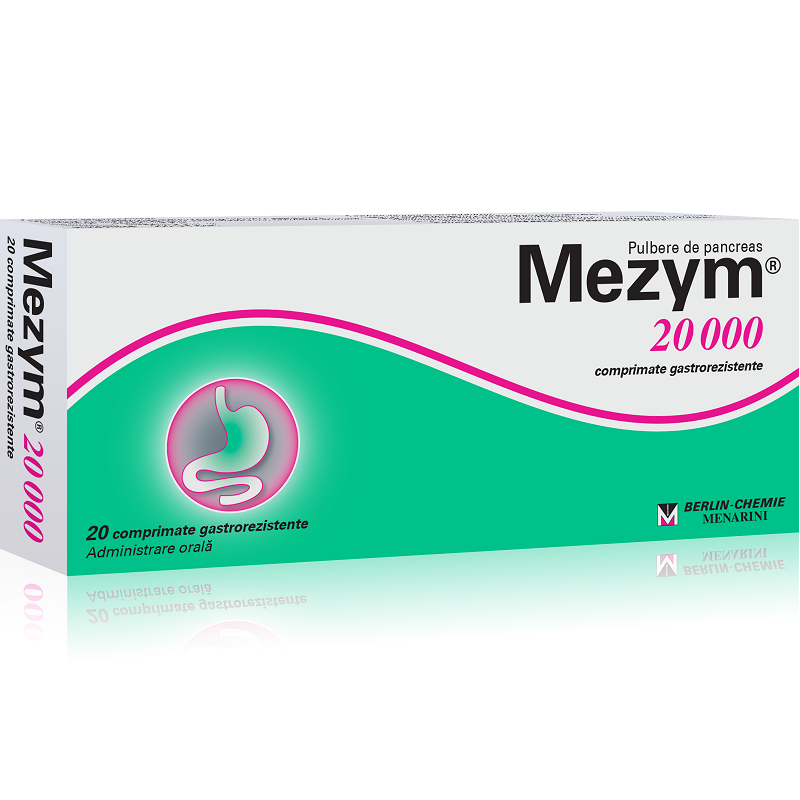 Afectiuni digestive - Mezym 20000, 20 comprimate, Berlin-Chemie Ag, nordpharm.ro