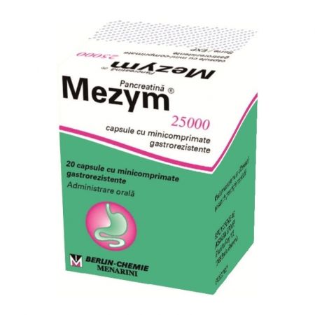 Afectiuni digestive - Mezym 25000, 20 comprimate, Berlin-Chemie Ag, nordpharm.ro