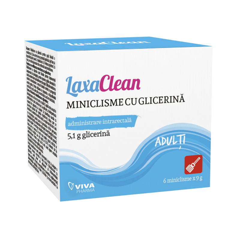 Constipatie - Miniclisme cu glicerina pentru adulti LaxaClean, 6 microclisme, Viva Pharma, nordpharm.ro