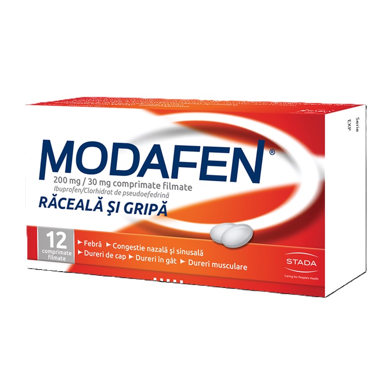 Sistemul respirator - Modafen raceala si gripa, 200 mg/30 mg, 12 comprimate filmate, Stada, nordpharm.ro