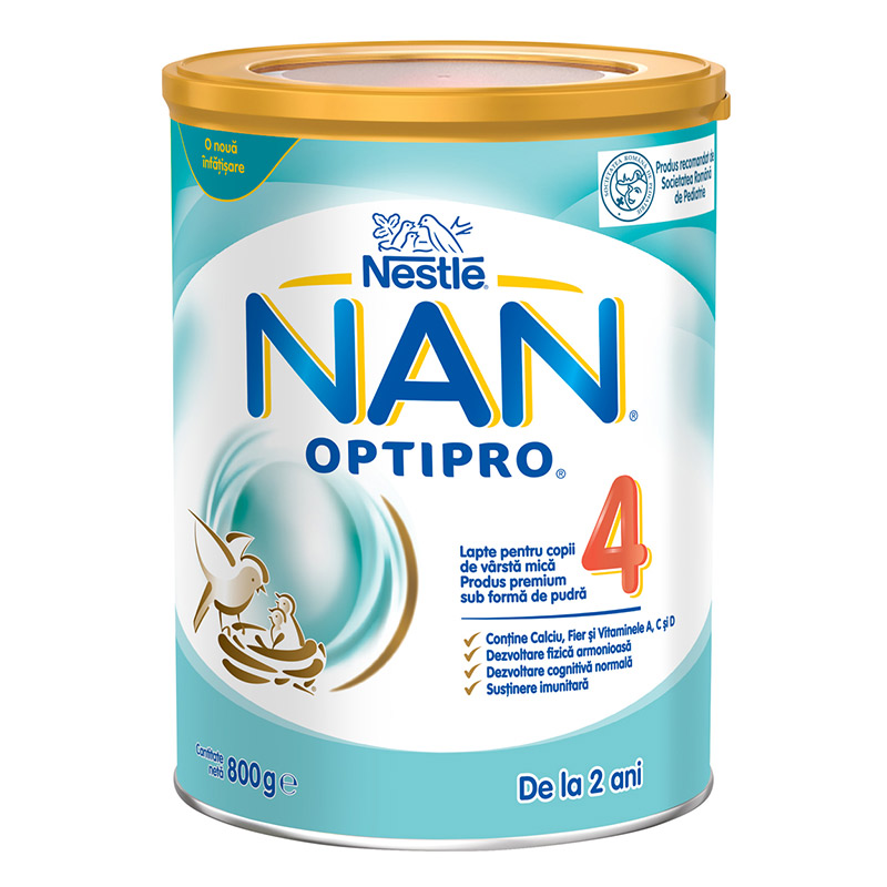 Alimentatie copii - Formula de lapte Nan 4 Optipro, +2 ani, 800 g, Nestle , nordpharm.ro