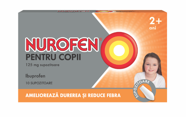Analgezice, antiinflamatoare, antipiretice - Nurofen pentru copii 2-6 ani, 125 mg, 10 supozitoare, Reckitt Benckiser, nordpharm.ro