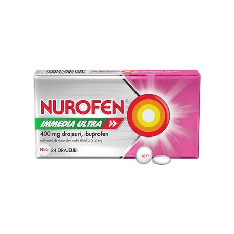 Analgezice, antiinflamatoare, antipiretice - Nurofen Immedia Ultra, 400 mg, 24 drajeuri, Reckitt Benckiser, nordpharm.ro