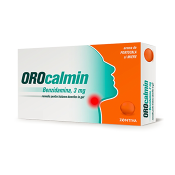 Raceala si gripa - Orocalmin cu aroma de portocala si miere, 3 mg, 20 pastile, Zentiva, nordpharm.ro