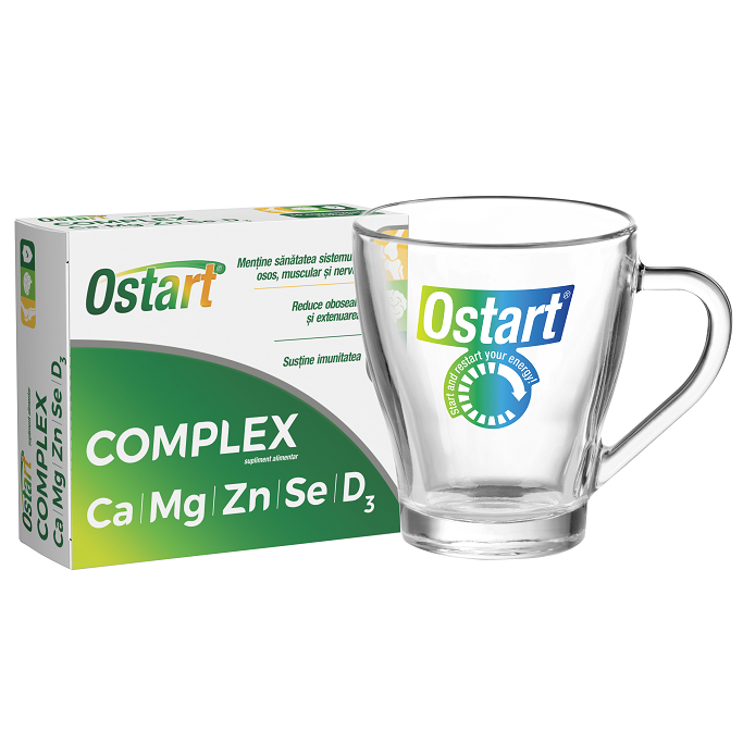 Vitamine si minerale - Ostart Complex Ca + Mg + Zn + Se + D3, 30 comprimate + cana, Fiterman, Fiterman, nordpharm.ro