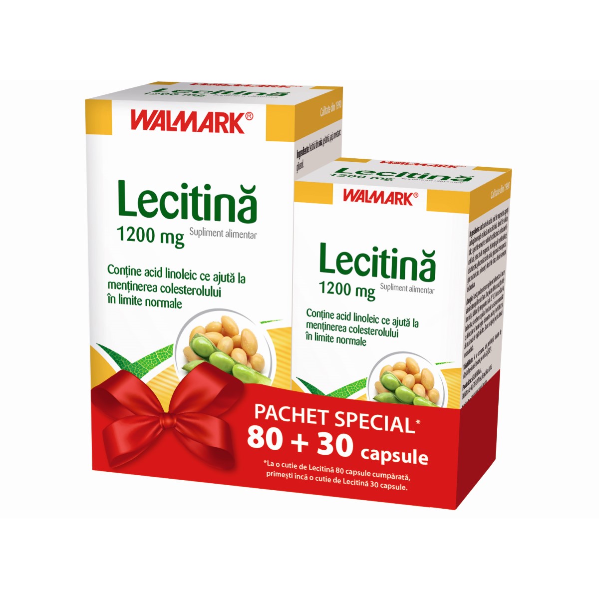 Memorie si concentrare - Pachet Lecitina 1200 mg, 80 capsule + 30 capsule, Walmark, nordpharm.ro