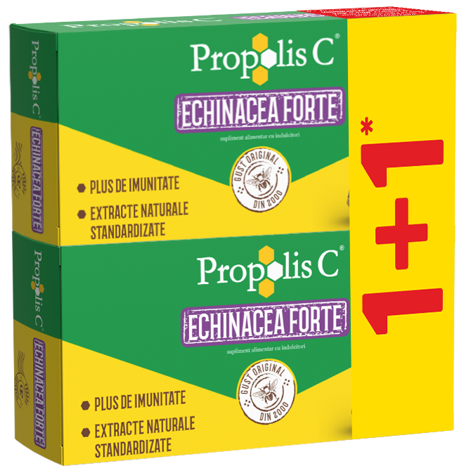 Vitamine si minerale - Pachet Propolis C forte + Echinaceea  ,30 comprimate 1+1,Fiterman
, nordpharm.ro
