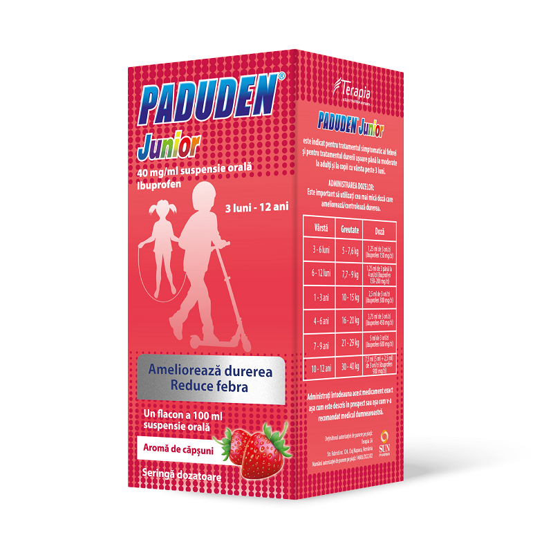 Raceala si gripa copii - Paduden Junior, 40 mg/ml suspensie orală, 100 ml, Terapia, nordpharm.ro