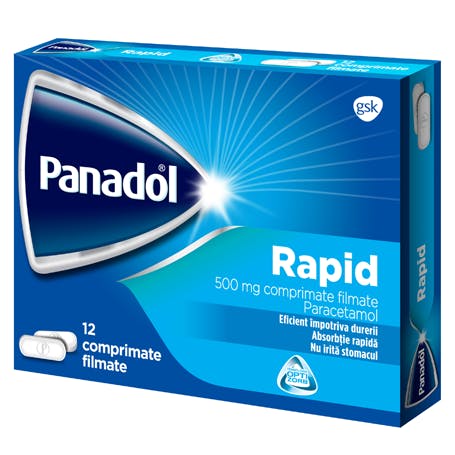 Analgezice, antiinflamatoare, antipiretice - Panadol Rapid, 500 mg, 12 comprimate filmate, Gsk, nordpharm.ro