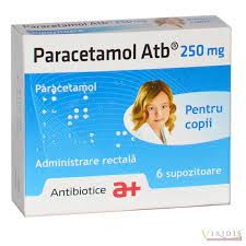 Analgezice, antiinflamatoare, antipiretice - Paracetamol pentru copii, 250 mg, 6 supozitoare, Antibiotice SA, nordpharm.ro