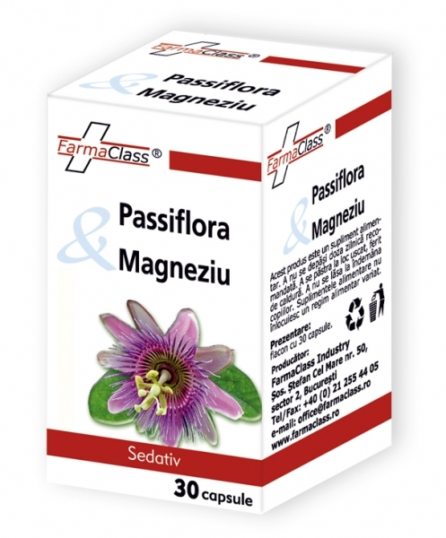 Vitamine si suplimente - Passiflora & Magneziu, 30 capsule, FarmaClass, nordpharm.ro