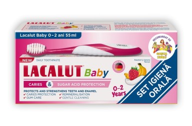 Igiena orala - Pasta de dinti 0-2 ani protectie anticarie si zaharuri plus periuta cadou Lacalut, Zdrovit, nordpharm.ro