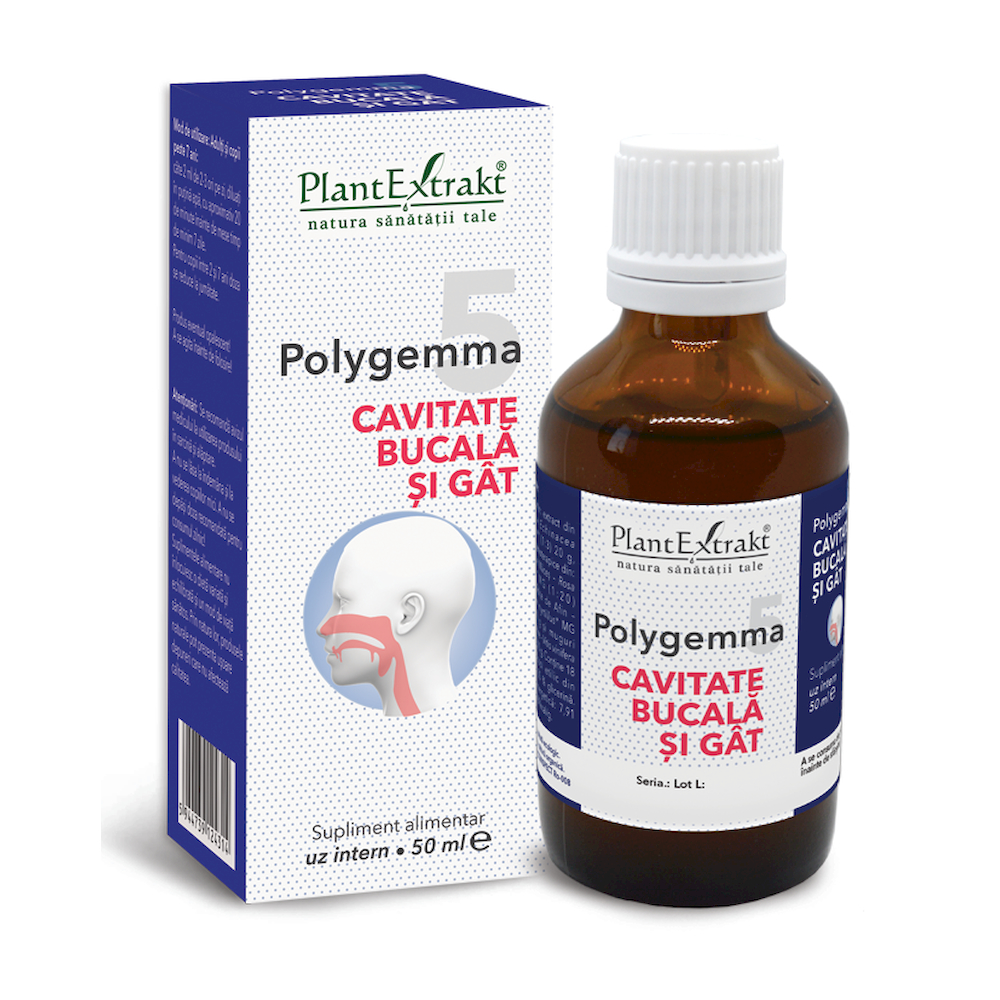 Extracte, tincturi - Polygemma 5, Cavitate bucala si Gat, 50 ml, Plant Extrakt, nordpharm.ro