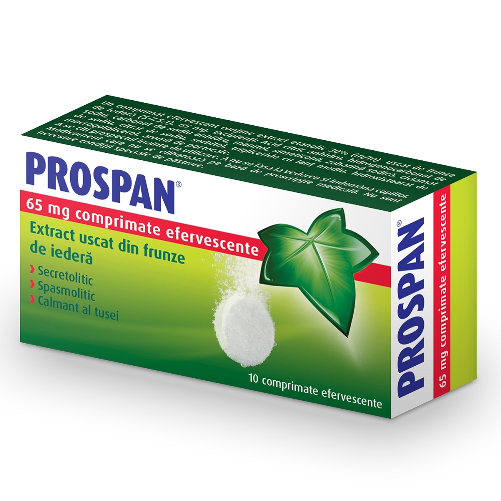 Raceala si gripa - Prospan, 65 mg, 10 comprimate efervescente, Engelhard Arzneimittel, nordpharm.ro