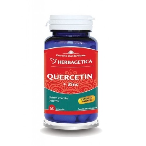 Suplimente alimentare - Quercetin Plus Zinc, 60 capsule, Herbagetica , nordpharm.ro