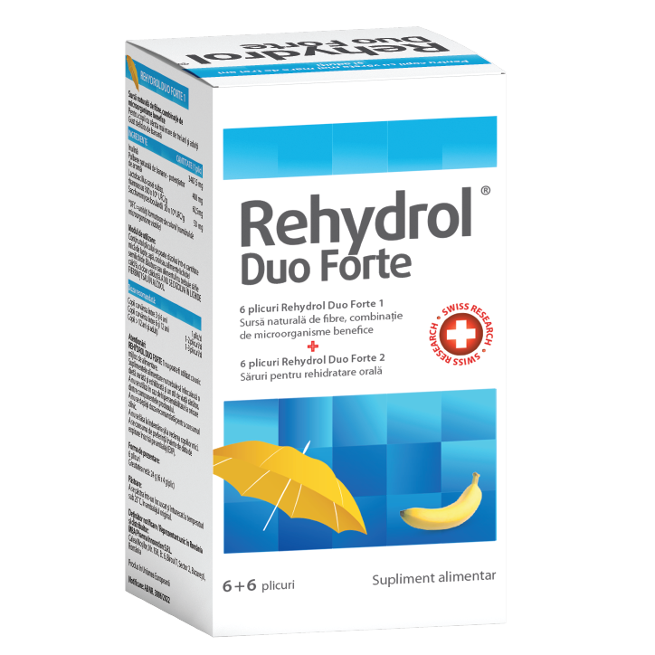 Sistemul digestiv - Rehydrol Duo Forte, 6 + 6 plicuri, MBA Pharma, nordpharm.ro