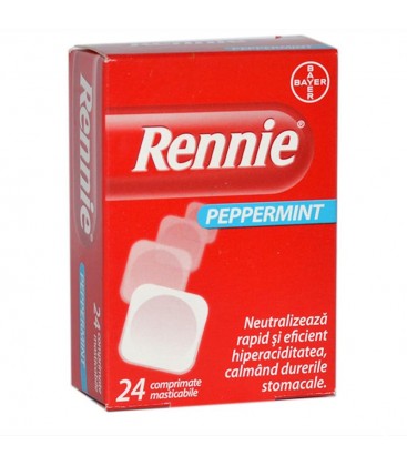 Afectiuni digestive - Rennie Peppermint, 24 comprimate masticabile, Bayer, nordpharm.ro