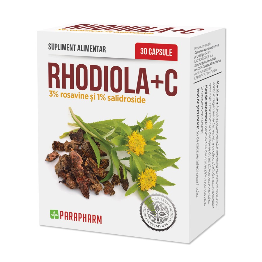 Suplimente alimentare - Rhodiola+C, 30 capsule, Parapharm, nordpharm.ro