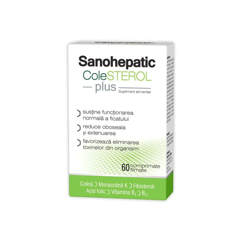 Hepatoprotectoare si  hepatoregeneratoare - Sanohepatic Colesterol Plus, 60 comprimate filmate, Zdrovit, nordpharm.ro