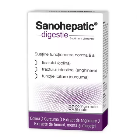 Hepatoprotectoare si  hepatoregeneratoare - Sanohepatic Digestie, 60 comprimate, Zdrovit , nordpharm.ro